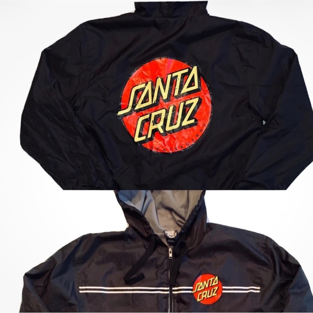 Santa Cruz Skateboards Black windbreaker Red and Yellow Logo - Picture 2 of 3